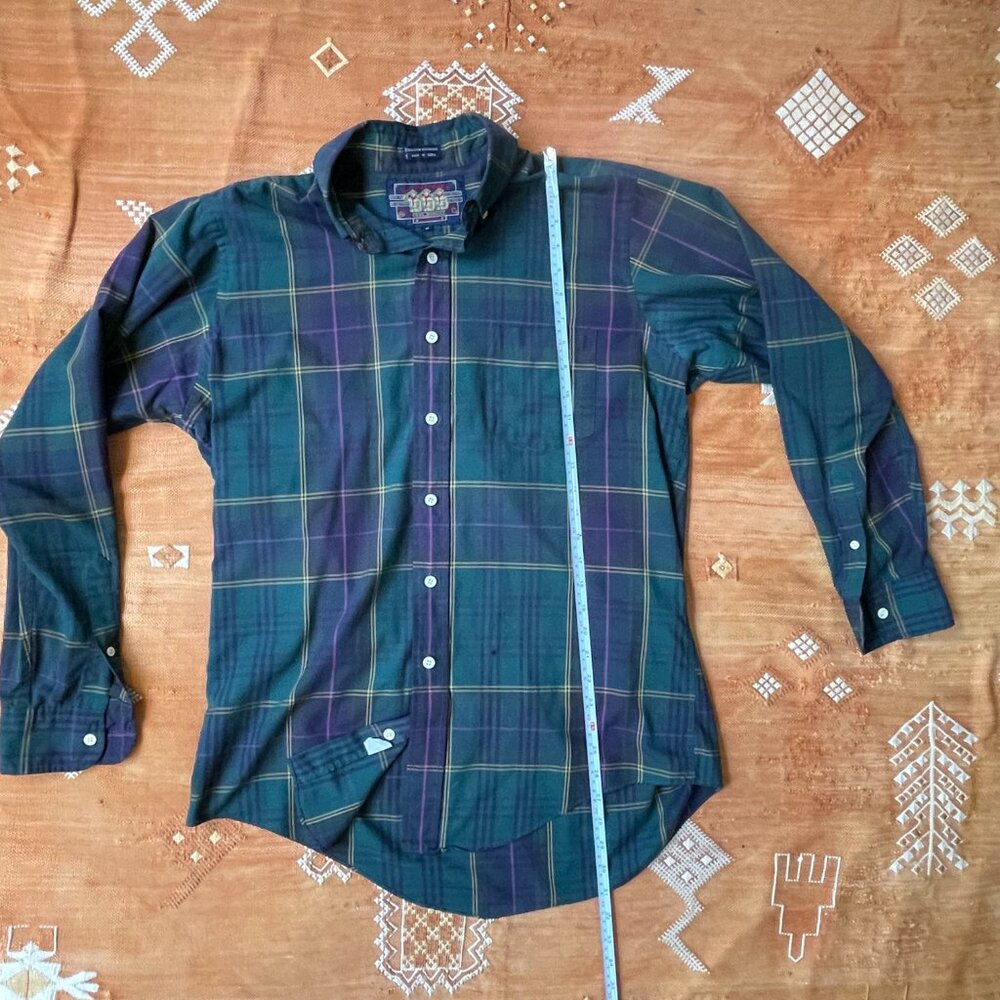 Vintage Ralph Lauren Chaps Plaid Button-Down Shirt – Size XL | Forest Green & Pu - Picture 4 of 5